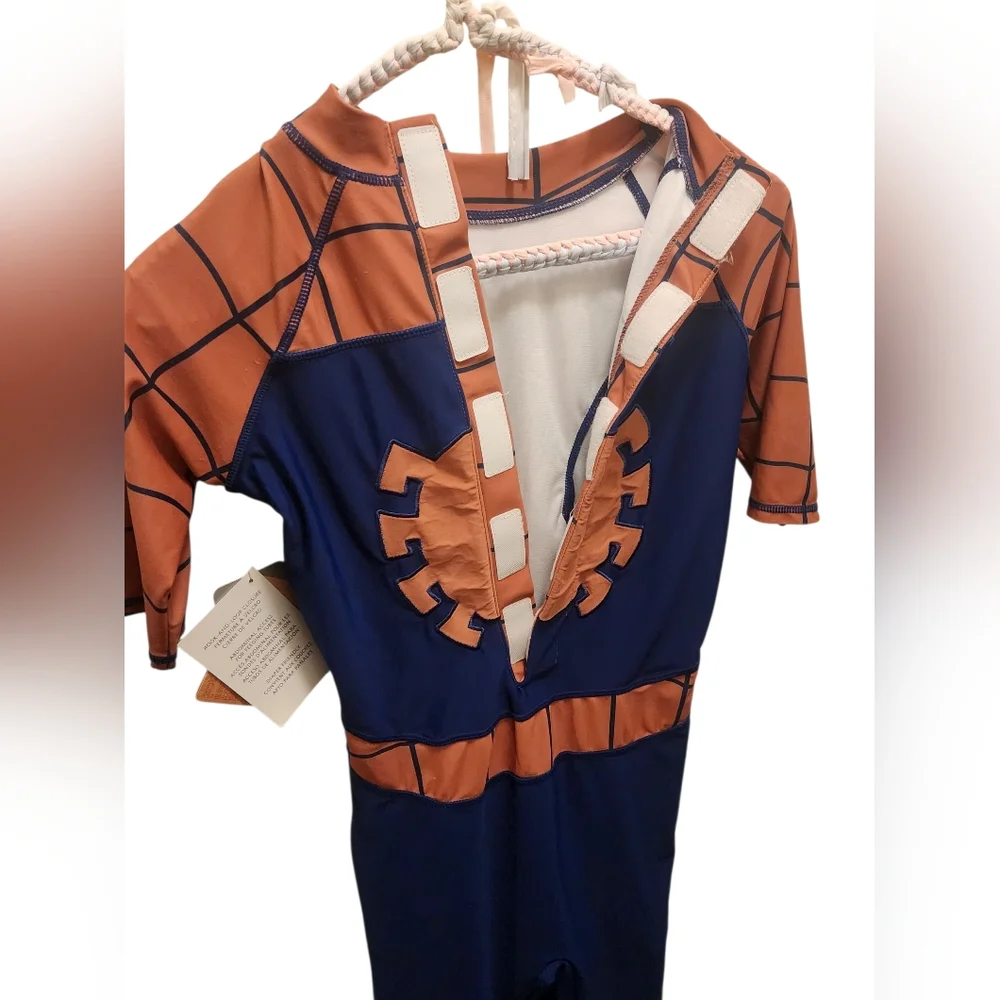 Marvel Spider-Man Themed Kids Swimsuit Costume in Blue and Orange/Red